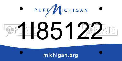 1I85122 Michigan License Plate