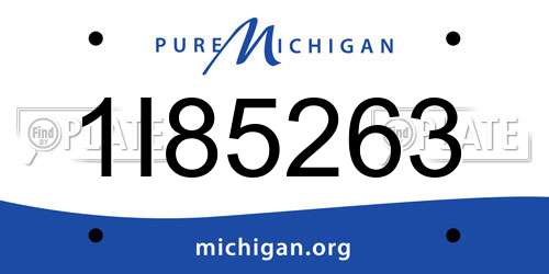 1I85263 Michigan License Plate