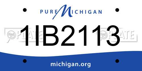 1IB2113 Michigan License Plate