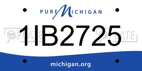 1IB2725 Michigan License Plate