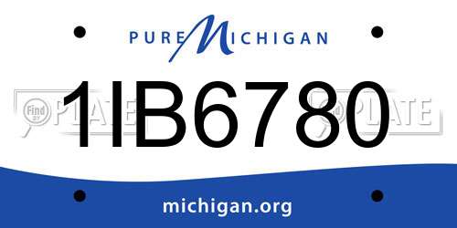 1IB6780 Michigan License Plate