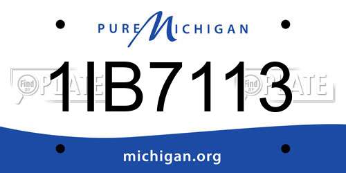 1IB7113 Michigan License Plate