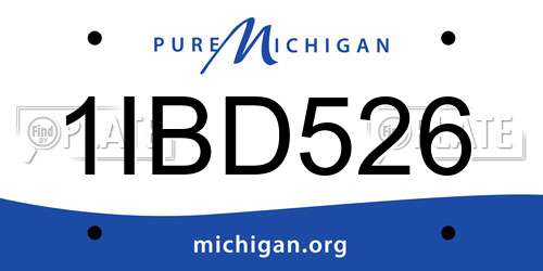 1IBD526 Michigan License Plate