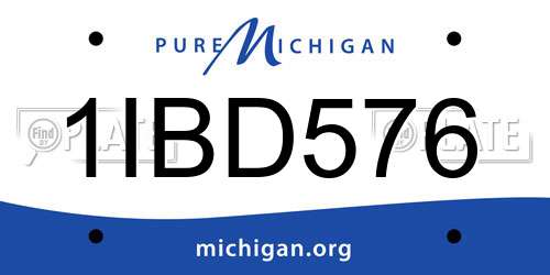 1IBD576 Michigan License Plate