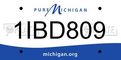 1IBD809 Michigan License Plate