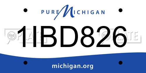 1IBD826 Michigan License Plate