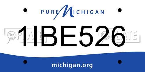 1IBE526 Michigan License Plate