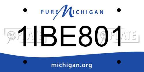 1IBE801 Michigan License Plate