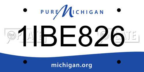 1IBE826 Michigan License Plate