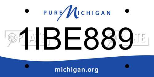 1IBE889 Michigan License Plate