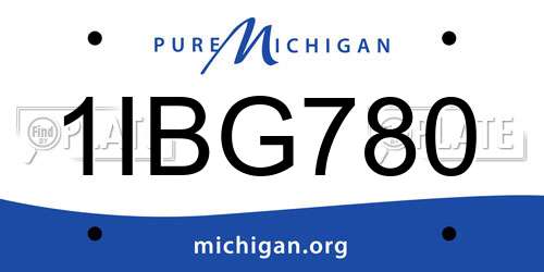 1IBG780 Michigan License Plate