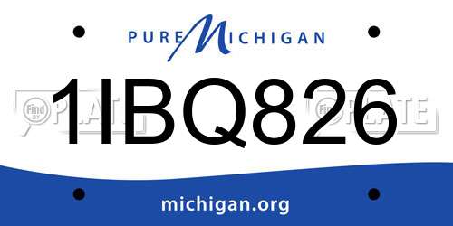 1IBQ826 Michigan License Plate