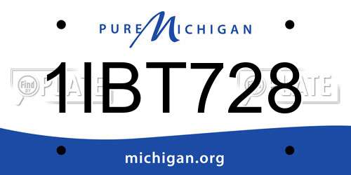 1IBT728 Michigan License Plate