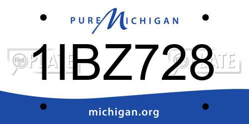 1IBZ728 Michigan License Plate