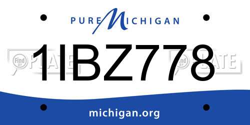 1IBZ778 Michigan License Plate