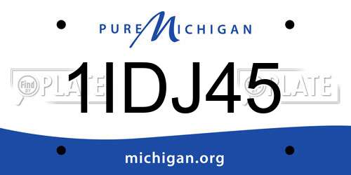 1IDJ45 Michigan License Plate