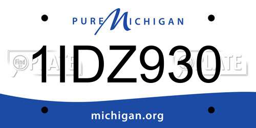 1IDZ930 Michigan License Plate