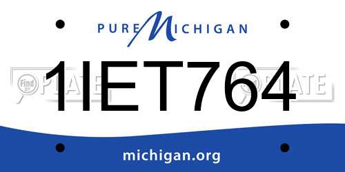 1IET764 Michigan License Plate