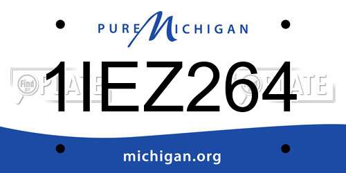 1IEZ264 Michigan License Plate