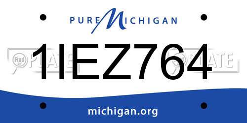 1IEZ764 Michigan License Plate