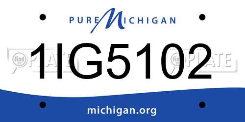 1IG5102 Michigan License Plate