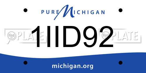 1IID92 Michigan License Plate