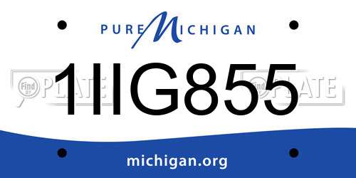 1IIG855 Michigan License Plate