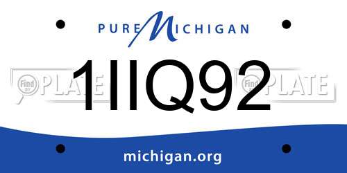 1IIQ92 Michigan License Plate