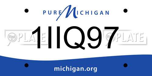 1IIQ97 Michigan License Plate