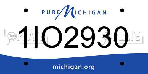 1IO2930 Michigan License Plate