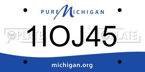 1IOJ45 Michigan License Plate