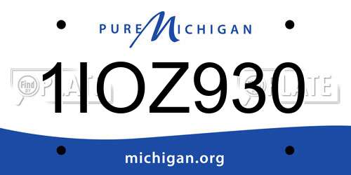 1IOZ930 Michigan License Plate
