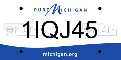1IQJ45 Michigan License Plate