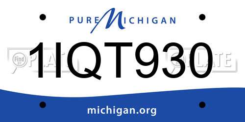 1IQT930 Michigan License Plate