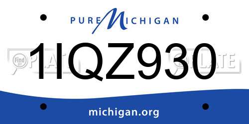 1IQZ930 Michigan License Plate
