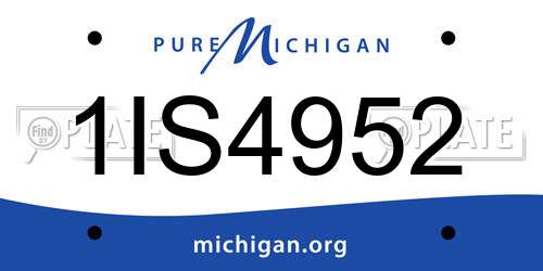 1IS4952 Michigan License Plate