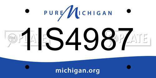 1IS4987 Michigan License Plate