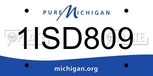 1ISD809 Michigan License Plate