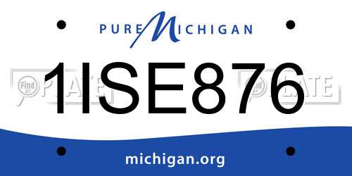 1ISE876 Michigan License Plate