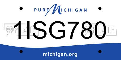 1ISG780 Michigan License Plate
