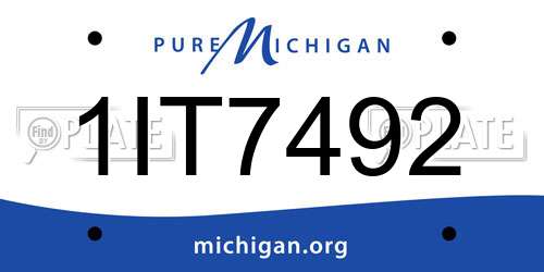 1IT7492 Michigan License Plate