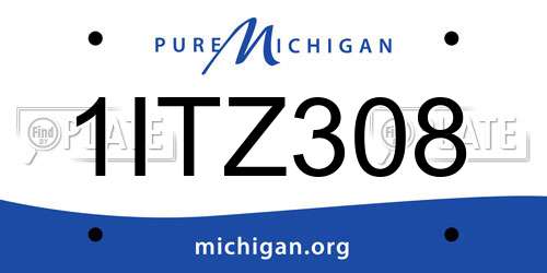 1ITZ308 Michigan License Plate