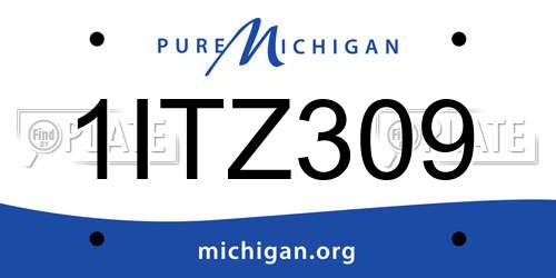 1ITZ309 Michigan License Plate