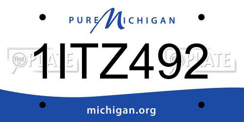 1ITZ492 Michigan License Plate