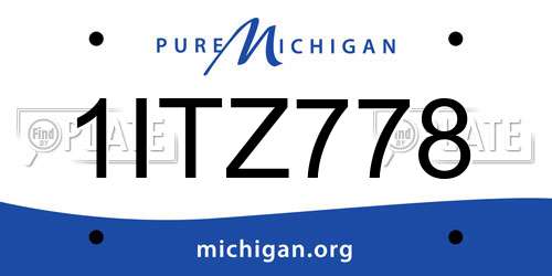 1ITZ778 Michigan License Plate