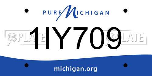 1IY709 Michigan License Plate