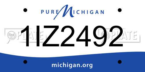 1IZ2492 Michigan License Plate