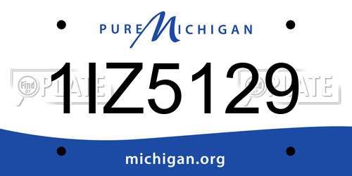 1IZ5129 Michigan License Plate