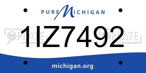 1IZ7492 Michigan License Plate