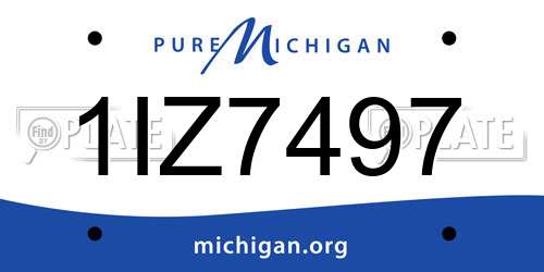 1IZ7497 Michigan License Plate